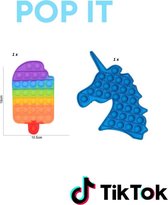 Pop It Fidget toys 2in1 Pop it pakket | Fidget toy 2021 TikTok Trend - Eenhoorn Blauw & ijs Pop it