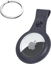 Hoesje Geschikt voor Apple AirTag Sleutelhanger Houder Leder Look Hoes - Sleutel Hanger Case Hoesje Geschikt voor Apple AirTag Hoesje - Zwart