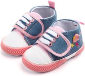 Baby Schoenen met Vlinder en Bloem - Sneakers - Meisje Schoenen met Non Slip Zolen - 0-6 maanden
