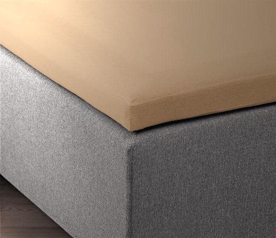 Topper Hoeslaken Percal Katoen Taupe 90x200cm