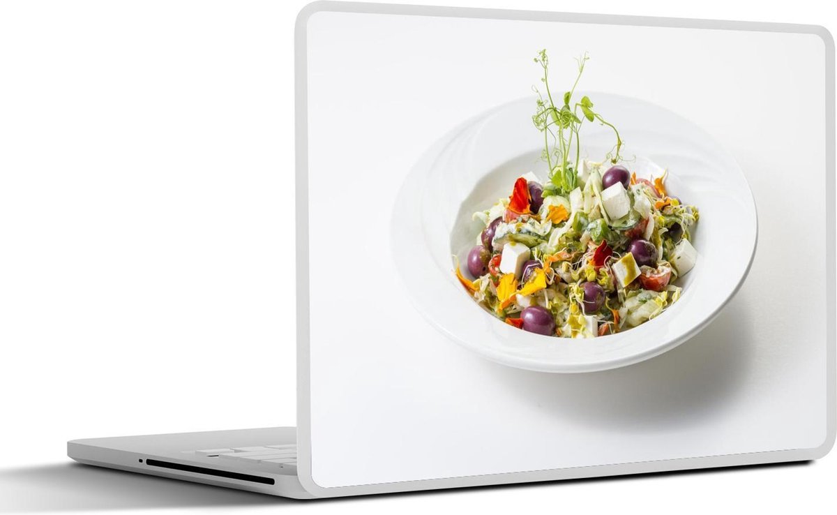 Afbeelding van product SleevesAndCases  Laptop sticker - 17.3 inch - Griekse salade in een wit bord