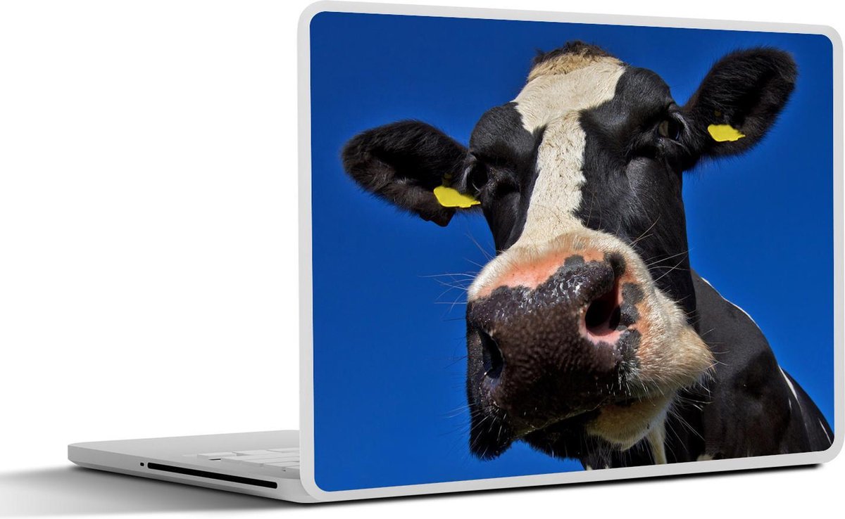 Laptop sticker - 17.3 inch - Koe - Blauw - Neus - Dieren - 40x30cm - Laptopstickers - Laptop skin - Cover