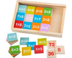 Houten Rekenspel - BIGJIGS - Tafels Oefenen - Compact Doosje met 81 Opgaves