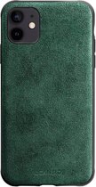 Apple iPhone 11 Hoesje - Alcanside - Serie - Alcantara Backcover - Midnight Green - Hoesje Geschikt Voor Apple iPhone 11