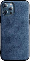 Apple iPhone 12 Pro Hoesje - Alcanside - Serie - Alcantara Backcover - Ocean Blue - Hoesje Geschikt Voor Apple iPhone 12 Pro