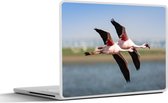 Laptop sticker - 14 inch - Twee synchroon vliegende flamingo's - 32x5x23x5cm - Laptopstickers - Laptop skin - Cover