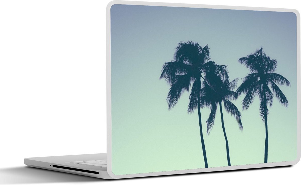 Afbeelding van product SleevesAndCases  Laptop sticker - 13.3 inch - Silhouetten van palmbomen blauwgroene lucht