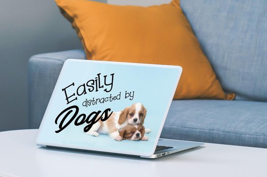 Autocollant pour ordinateur portable - 11,6 pouces - Citations - Proverbes - Chien - Facilement distrait par les chiens