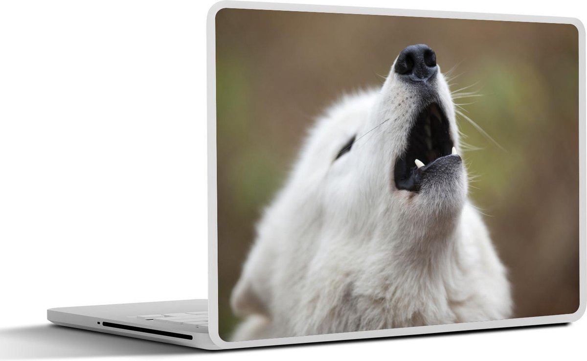 Laptop sticker - 11.6 inch - Wolf - Wit - Dier - 30x21cm - Laptopstickers - Laptop skin - Cover