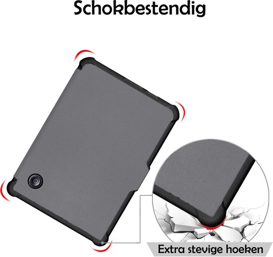 Hoesje Geschikt voor Kobo Libra H2O Hoes Bescherm Hoesje Case Sleep Cover Trifold - Hoes Geschikt voor Kobo Libra H2O Hoesje - Grijs van Hoesje  — afbeelding 4