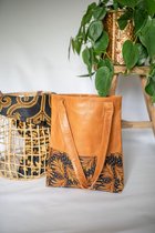 BaliBatiks -Shopper Bag - Leren Tas - Bali - Batik - Bruin - fairtrade