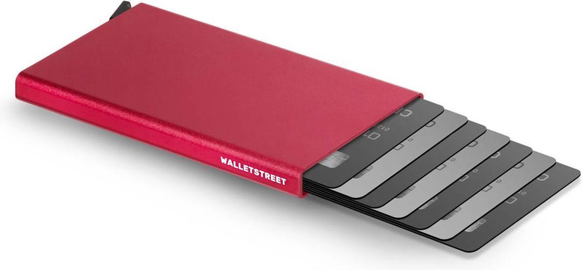 Walletstreet Uitschuifbare Pasjeshouder DS Type -  Walletstreet Aluminium Creditcardhouder Card Protector Anti-Skim/ RFID Card Protector 8 Pasjes – Rood
