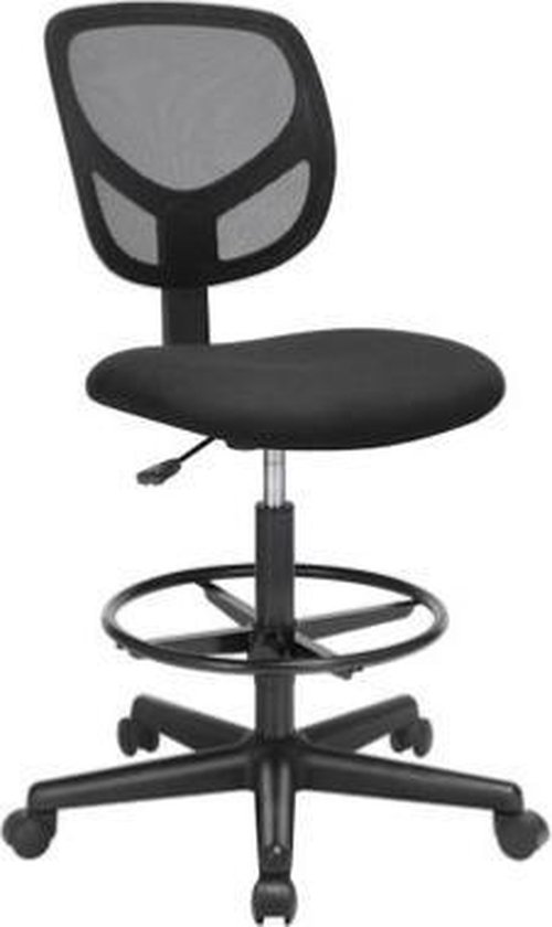 Chaise de bureau Segenn - tabouret de travail ergonomique - hauteur d'assise 51,5-71,5 cm - chaise de travail haute avec repose-pieds réglable - capacité de charge 120 kg - noir