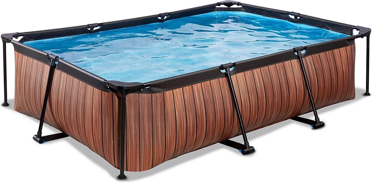 |zwembad met filterpomp| zwembad| zwembadpomp|opzet badje|Wood zwembad 300x200x65cm met filterpomp - bruin