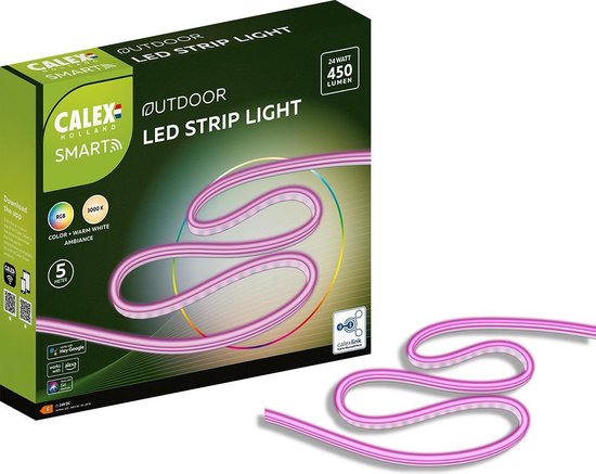 Calex Smart Outdoor LED Strip 5 meter - Voor Buiten - Met App - Buitenverlichting - RGB en Warm Wit - Wifi Lichtstrip met afstandsbediening