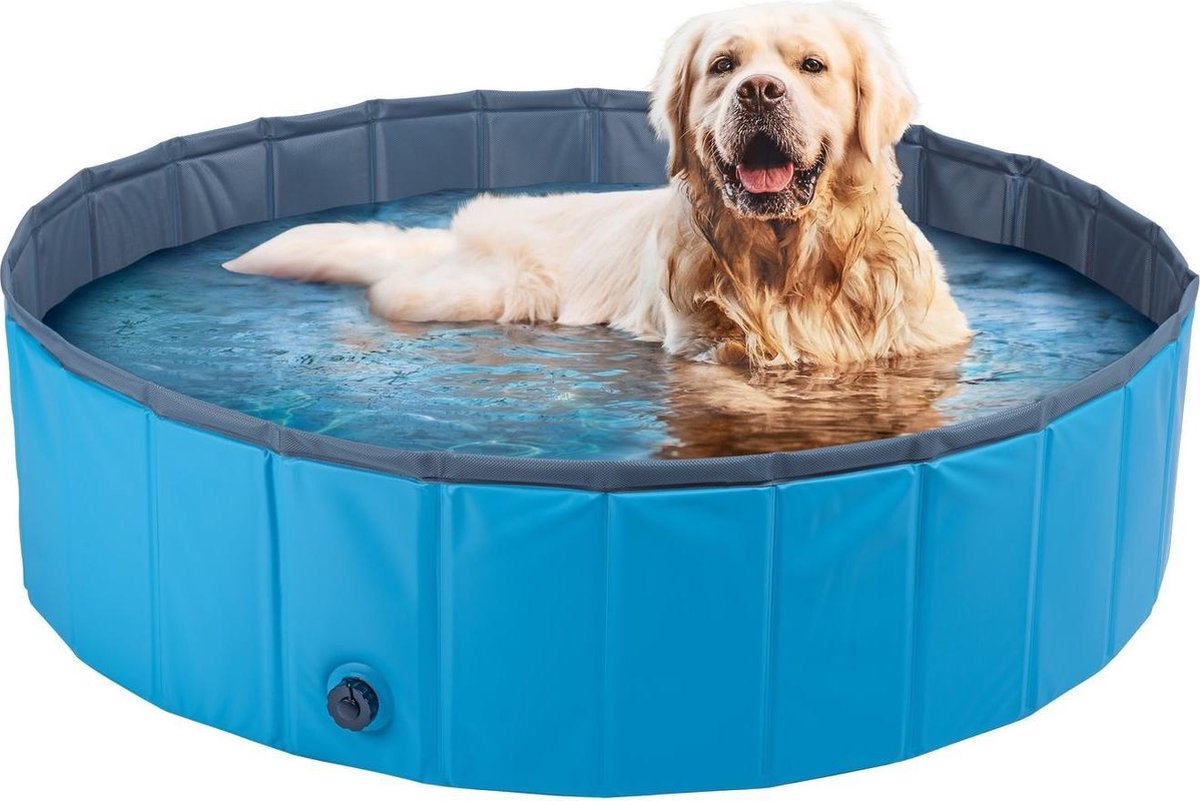 D-Supplies - Zwembadje voor huisdieren - Hondenzwembad - Hondenbad - Bad voor Honden, Huisdieren en kinderen - Opzet zwembad - 120x120x30cm - Blauw