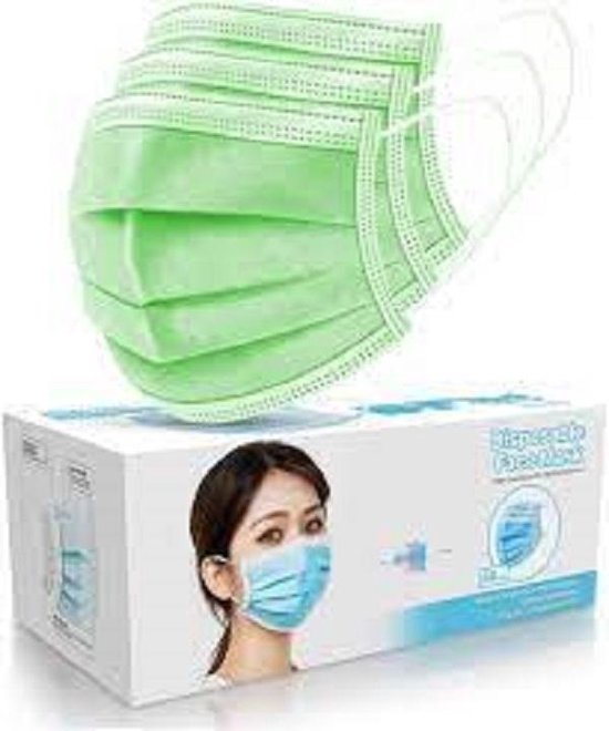 niet- Medisch mondkapje met elastiek - Groen - Mondmasker - Met oor-elastiek - Fijnstofmasker - Mondmaskers - Wegwerp mondkapjes - Merkloos