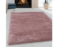 Ayyıldız FLUFFY Rechtech Roos Shaggy Modern Vloerkleed - 60 X 110 CM - Polypropyleen - Jute
