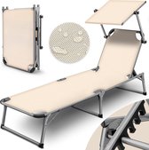 Sens Design Sunbed - bain de soleil pliable avec pare-soleil - beige