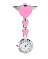 Hart Verpleegstershorloge - Roze - Dames - Horloge Verpleegster - Clip