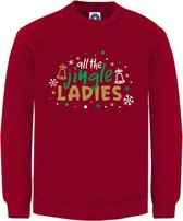 Dames Kerst sweater - ALL THE JINGLE LADIES - kersttrui - rood - large -Unisex