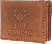 Nuba Leather - Lederen Heren Portemonnee - Anti Skim - kreeft logo - Cancer horoscoop - Cognac / Bruin