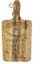 Stoer landelijk snijplankje-hapjesplankje met tekst gravure: ABRAHAM. Cadeau-50 jaar-abraham. Het formaat is 18x36cm incl. handvat