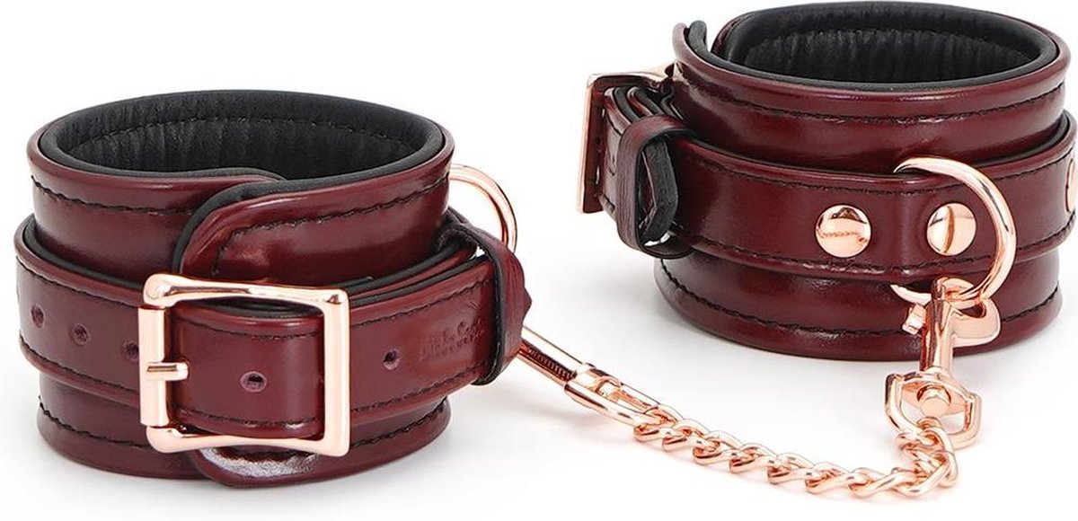 Liebe Seele - Wine Red - Lederen Polsboeien - Rosé Gouden Ketting & Hardware - Exclusief En Luxe ontwerp