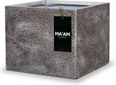 MA'AM Luna - Vierkante Plantenbak - 44x36 - Grijs - Industrieel - Stoere bloembak - Vorstbestendig - Lichtgewicht