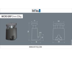 Ophangset Twister 2mm perlon met micro grip 2 mm max 20kg 150 cm artiteq