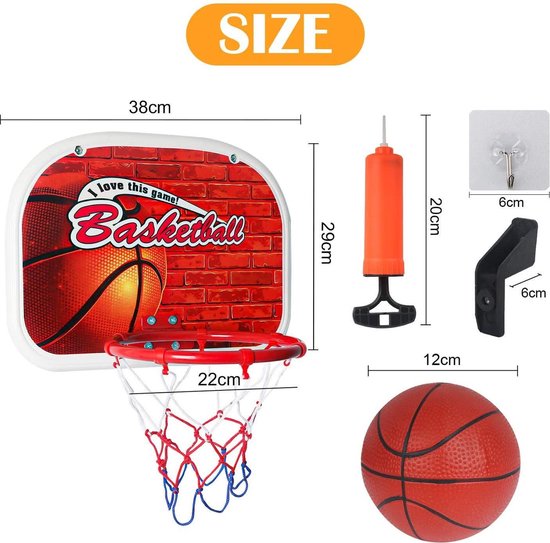 Alomejor Jeux de Basket Ball Kit Panier de Basket Basket-Ball avec Pompe pour Les Enfants Jeu denfants Jouet 