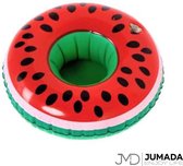 Jumada's Opblaasbare Bekerhouder Watermeloen - Voor Bekers / Blikken / Flessen - Opblaas Drankhouder - Zwembadaccessoire - Opblaasfiguur - Watermeloenen - Roze / Groen
