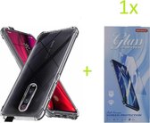 Xiaomi Mi 9T / 9T Pro / Redmi K20 / Redmi K20 Pro - Anti Shock Silicone Bumper Hoesje - Transparant + 1X Tempered Glass Screenprotector