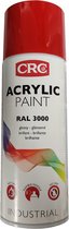 Acryl en aérosol CRC - Laque - Séchage rapide - Résistant aux rayures et aux UV - Rouge feu - RAL 3000