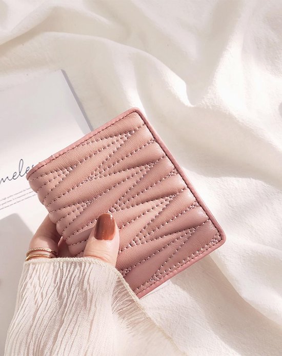 Portefeuille court mince, portefeuille en cuir pour femmes, portefeuille en peau de mouton, portefeuille en cuir pour femmes, rose
