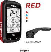 Magene C406 fietscomputer - Bluetooth - ANT+ - GPS INCLUSIEF stuurhouder en beschermhoes - ROOD