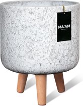 MA'AM Eden - bloempot op poten wit - D37x30 (H40 op poten) industrieel stoere plantenpot standaard