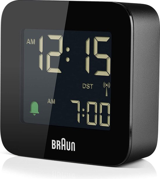 Braun BC08B-DCF - Wekker - Digitaal - Reis - Radiogestuurde tijdsaanduiding  - Zwart | bol.com