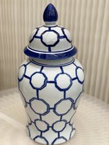 Chinese Gemberpot Blauw Wit Handgeschilderd Porselein  D18.5xH35cm/FH8991-14