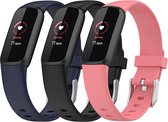 YONO Siliconen Bandjes - geschikt voor Fitbit Luxe - 3-Pack - Zwart/Donkerblauw/Roze - Large