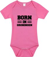 Born in Groningen tekst baby rompertje roze meisjes - Kraamcadeau - Groningen geboren cadeau 68 (4-6 maanden)