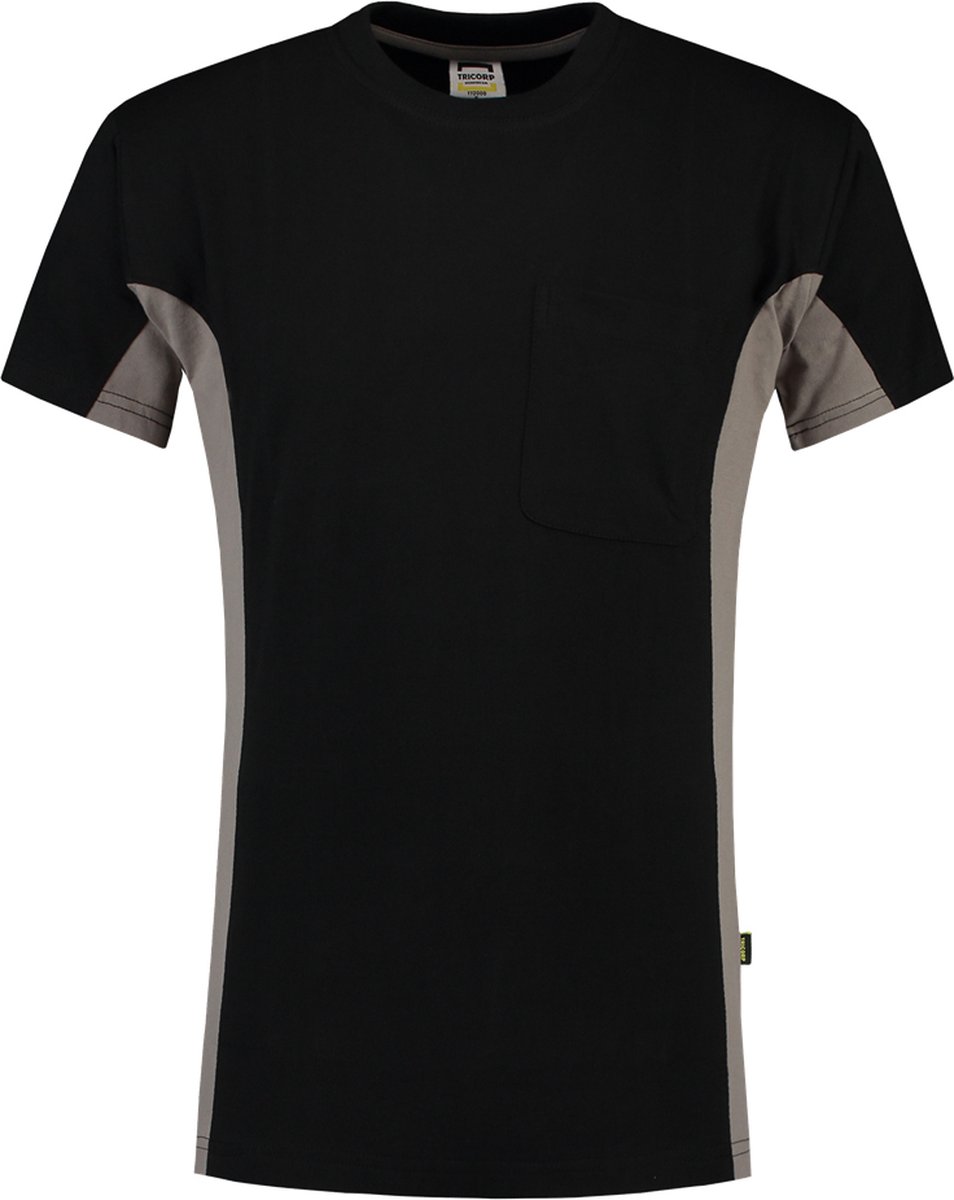 Tricorp 102002 T-Shirt Bicolor Borstzak - Zwart/Grijs - 7XL