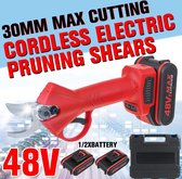 48V Draadloze Snoeischaar Elektrische Snoeischaar Met 2 Pc Lithium-Ion Batterij Effici毛nte Boom Bonsai Snoeien Takken Cutter EU Plug