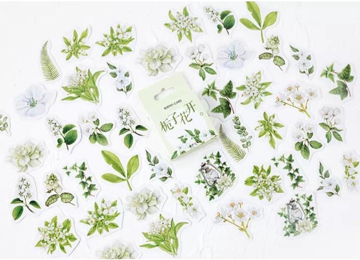46 Stickers Groentinten Bloemen planten