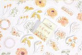 46 Stickers Oranje Bloemen en planten - E008 - Oranjetinten - Herfstinten - Klaproos En Margriet -  Voor Scrapbook Of  Bullet Journal - Thema Bloem En Plant Sticker - Stickers Voor