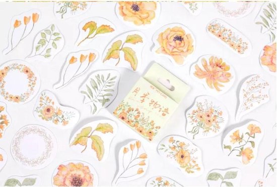 46 Stickers Oranje Bloemen en planten – E008 – Oranjetinten – Herfstinten – Klaproos En Margriet – Voor Scrapbook Of Bullet Journal – Thema Bloem En Plant Sticker – Stickers Voor Volwassenen En Kinderen – Agenda Stickers – Decoratie Stickers