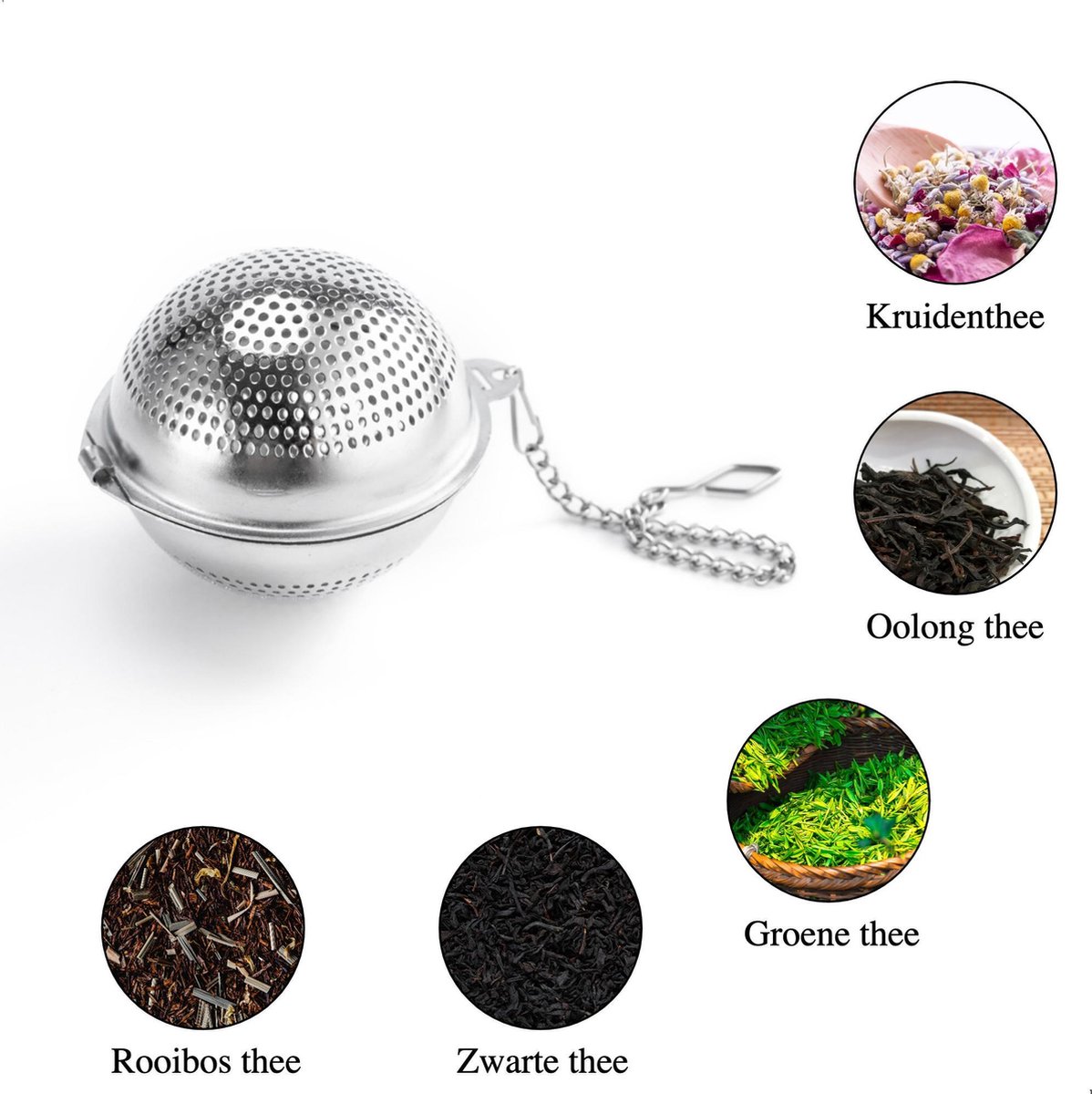 4 Pièces Boule à Thé Infuseur Inox - Passoire Fine Pour Thé En Vrac, Épices Et Condiments - Chaîne Longue