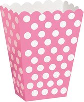 Roze Popcorn Bakjes Stippen 8st
