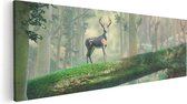 Artaza Canvas Schilderij Hert In Het Bos Op Een Boom - 60x20 - Foto Op Canvas - Canvas Print