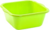 Plasticforte teiltje/afwasbak - vierkant - kunststof - 20 liter - 46 x 42 x 20 cm - Limegroen - Schoonmaken